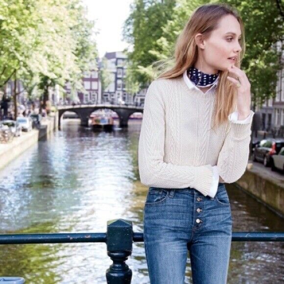 J. CREW Wool Bell Sleeve Cable Knit Sweater - Picture 2 of 10